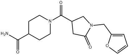 1-{[1-(furan-2-ylmethyl)-5-oxopyrrolidin-3-yl]carbonyl}piperidine-4-carboxamide Struktur