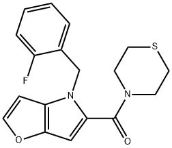 [4-(2-fluorobenzyl)-4H-furo[3,2-b]pyrrol-5-yl](thiomorpholin-4-yl)methanone Struktur