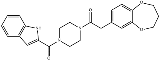 2-(3,4-dihydro-2H-1,5-benzodioxepin-7-yl)-1-[4-(1H-indol-2-ylcarbonyl)piperazin-1-yl]ethanone Struktur