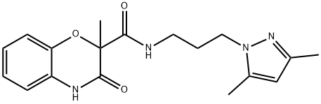N-[3-(3,5-dimethyl-1H-pyrazol-1-yl)propyl]-3-hydroxy-2-methyl-2H-1,4-benzoxazine-2-carboxamide Struktur
