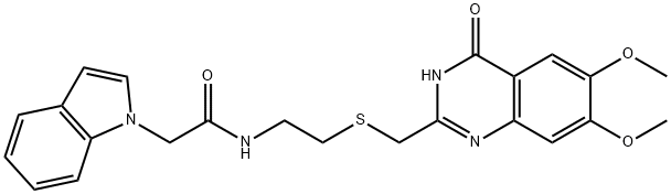 N-(2-{[(4-hydroxy-6,7-dimethoxyquinazolin-2-yl)methyl]sulfanyl}ethyl)-2-(1H-indol-1-yl)acetamide Struktur