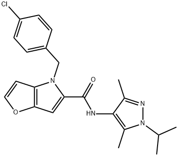 4-(4-chlorobenzyl)-N-[3,5-dimethyl-1-(propan-2-yl)-1H-pyrazol-4-yl]-4H-furo[3,2-b]pyrrole-5-carboxamide Struktur