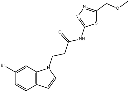 3-(6-bromo-1H-indol-1-yl)-N-[(2E)-5-(methoxymethyl)-1,3,4-thiadiazol-2(3H)-ylidene]propanamide Struktur