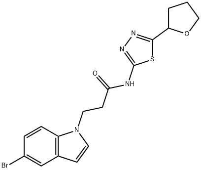 3-(5-bromo-1H-indol-1-yl)-N-[(2E)-5-(tetrahydrofuran-2-yl)-1,3,4-thiadiazol-2(3H)-ylidene]propanamide Structure
