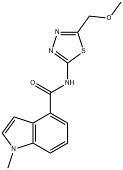 N-[(2E)-5-(methoxymethyl)-1,3,4-thiadiazol-2(3H)-ylidene]-1-methyl-1H-indole-4-carboxamide Struktur