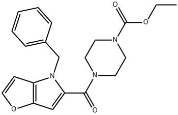 ethyl 4-[(4-benzyl-4H-furo[3,2-b]pyrrol-5-yl)carbonyl]piperazine-1-carboxylate 结构式