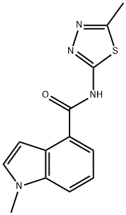 1-methyl-N-[(2E)-5-methyl-1,3,4-thiadiazol-2(3H)-ylidene]-1H-indole-4-carboxamide 结构式