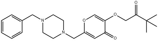 2-[(4-benzylpiperazin-1-yl)methyl]-5-(3,3-dimethyl-2-oxobutoxy)-4H-pyran-4-one Structure