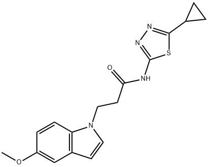 N-[(2E)-5-cyclopropyl-1,3,4-thiadiazol-2(3H)-ylidene]-3-(5-methoxy-1H-indol-1-yl)propanamide Structure