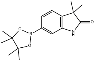 3,3-二甲基-6-(4,4,5,5-四甲基-1,3,2-二氧硼杂环戊烷-2-基)二氢吲哚-2-酮 结构式