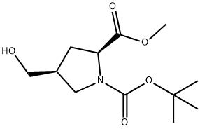(2S,4S)-1-tert-butyl 2-methyl 4-(hydroxymethyl)pyrrolidine-1,2-dicarboxylate Structure