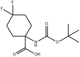 1-((tert-Butoxycarbonyl)amino)-4,4-difluorocyclohexanecarboxylic acid, 1196151-58-2, 结构式