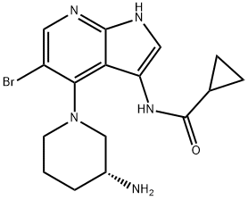 (R)-N-(4-(3-aminopiperidin-1-yl)-5-bromo-1H-pyrrolo[2,3-b]pyridin-3-yl)cyclopropanecarboxamide Struktur