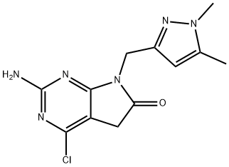 2-Amino-4-chloro-7-((1,3-dimethyl-1H-pyrazol-5-yl)methyl)-5H-pyrrolo[2,3-d]pyrimidin-6(7H)-one Structure