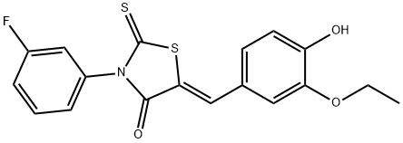 (5Z)-5-(3-ethoxy-4-hydroxybenzylidene)-3-(3-fluorophenyl)-2-thioxo-1,3-thiazolidin-4-one Struktur