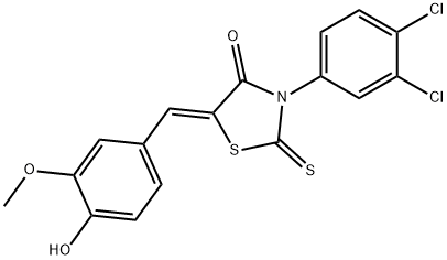 (5Z)-3-(3,4-dichlorophenyl)-5-(4-hydroxy-3-methoxybenzylidene)-2-thioxo-1,3-thiazolidin-4-one Struktur
