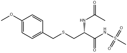 (R)-2-acetamido-3-((4-methoxybenzyl)thio)-N-(methylsulfonyl)propanamide Struktur