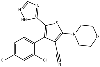 4-(2,4-dichlorophenyl)-2-morpholin-4-yl-5-(2H-[1,2,4]triazol-3-yl)thiophene-3-carbonitrile 化学構造式