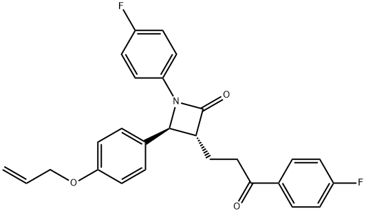 (3R,4S)-1-(4-Fluorophenyl)-3-[3-(4-fluorophenyl)-3-oxopropyl]-4-[4-(2-propen-1-yloxy)phenyl]-2-azetidinone 化学構造式