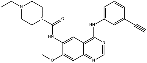 4-ethyl-N-(4-((3-ethynylphenyl)amino)-7-methoxyquinazolin-6-yl)piperazine-1-carboxamide Struktur