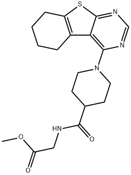 methyl N-{[1-(5,6,7,8-tetrahydro[1]benzothieno[2,3-d]pyrimidin-4-yl)piperidin-4-yl]carbonyl}glycinate 结构式