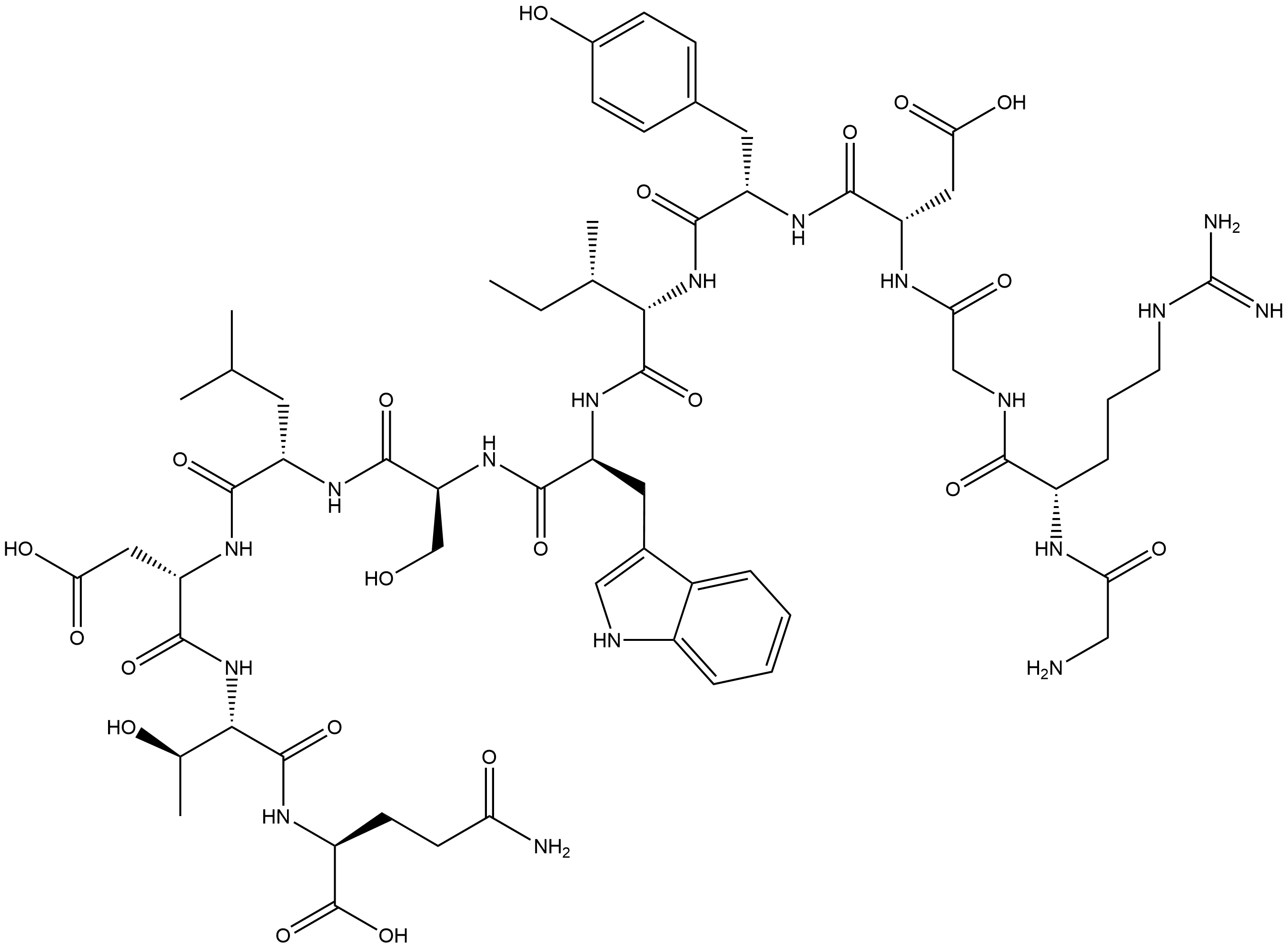 Glycyl-L-arginylglycyl-L-alpha-aspartyl-L-tyrosyl-L-isoleucyl-L-tryptophyl-L-seryl-L-leucyl-L-alpha-aspartyl-L-threonyl-L-glutamine Struktur