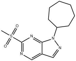 1H-Pyrazolo[3,4-d]pyrimidine, 1-cycloheptyl-6-(methylsulfonyl)- 化学構造式