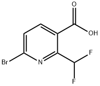 6-ブロモ-2-(ジフルオロメチル)ピリジン-3-カルボン酸 化学構造式