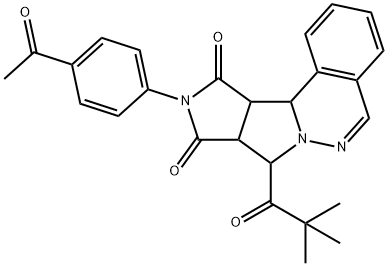 10-(4-acetylphenyl)-8-pivaloyl-11a,11b-dihydro-8H-pyrrolo[3',4':3,4]pyrrolo[2,1-a]phthalazine-9,11(8aH,10H)-dione Struktur