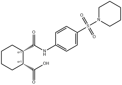 (1R,2S)-2-{[4-(piperidin-1-ylsulfonyl)phenyl]carbamoyl}cyclohexanecarboxylic acid Struktur