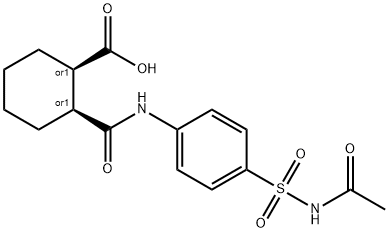 (1R,2S)-2-{[4-(acetylsulfamoyl)phenyl]carbamoyl}cyclohexanecarboxylic acid Struktur