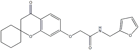 N-(furan-2-ylmethyl)-2-[(4-oxo-3,4-dihydrospiro[chromene-2,1'-cyclohexan]-7-yl)oxy]acetamide 结构式