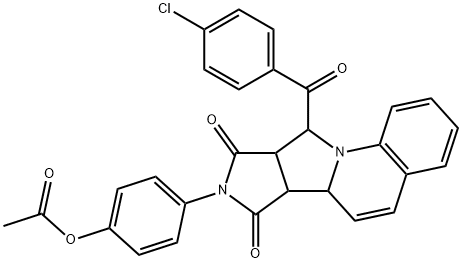4-(10-(4-chlorobenzoyl)-7,9-dioxo-6b,7,9a,10-tetrahydro-6aH-pyrrolo[3',4':3,4]pyrrolo[1,2-a]quinolin-8(9H)-yl)phenyl acetate Structure