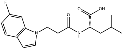 N-[3-(6-fluoro-1H-indol-1-yl)propanoyl]-L-leucine Struktur