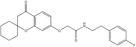 N-[2-(4-fluorophenyl)ethyl]-2-[(4-oxo-3,4-dihydrospiro[chromene-2,1'-cyclohexan]-7-yl)oxy]acetamide Struktur