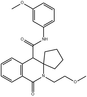 2'-(2-methoxyethyl)-N-(3-methoxyphenyl)-1'-oxo-1',4'-dihydro-2'H-spiro[cyclopentane-1,3'-isoquinoline]-4'-carboxamide 结构式