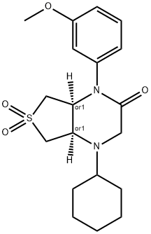 (4aR,7aS)-4-cyclohexyl-1-(3-methoxyphenyl)hexahydrothieno[3,4-b]pyrazin-2(1H)-one 6,6-dioxide Struktur