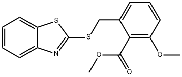 Methyl 2-((benzo[d]thiazol-2-ylthio)methyl)-6-methoxybenzoate Struktur