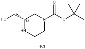 (S)-3-(羟甲基)哌嗪-1-羧酸叔丁酯盐酸盐,1217442-24-4,结构式