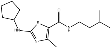 2-(cyclopentylamino)-4-methyl-N-(3-methylbutyl)-1,3-thiazole-5-carboxamide Struktur