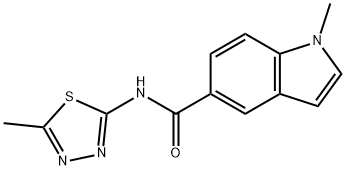 1-methyl-N-[(2E)-5-methyl-1,3,4-thiadiazol-2(3H)-ylidene]-1H-indole-5-carboxamide 化学構造式