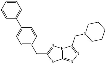 6-([1,1'-biphenyl]-4-ylmethyl)-3-(1-piperidinylmethyl)[1,2,4]triazolo[3,4-b][1,3,4]thiadiazole Struktur