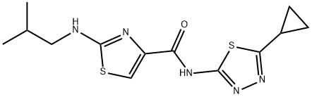 N-[(2E)-5-cyclopropyl-1,3,4-thiadiazol-2(3H)-ylidene]-2-[(2-methylpropyl)amino]-1,3-thiazole-4-carboxamide 结构式