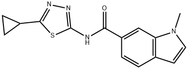 N-[(2E)-5-cyclopropyl-1,3,4-thiadiazol-2(3H)-ylidene]-1-methyl-1H-indole-6-carboxamide 结构式
