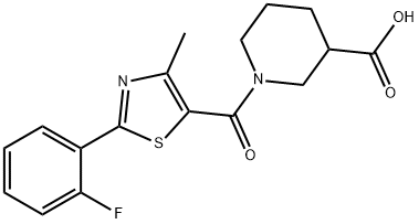 1-{[2-(2-fluorophenyl)-4-methyl-1,3-thiazol-5-yl]carbonyl}piperidine-3-carboxylic acid Struktur