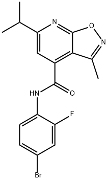 N-(4-bromo-2-fluorophenyl)-3-methyl-6-(propan-2-yl)[1,2]oxazolo[5,4-b]pyridine-4-carboxamide 结构式