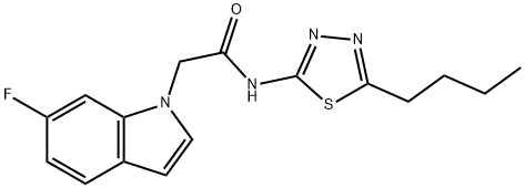 N-[(2E)-5-butyl-1,3,4-thiadiazol-2(3H)-ylidene]-2-(6-fluoro-1H-indol-1-yl)acetamide Struktur