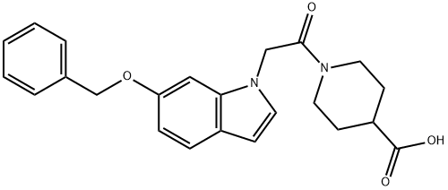 1-{[6-(benzyloxy)-1H-indol-1-yl]acetyl}piperidine-4-carboxylic acid Struktur