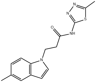 3-(5-methyl-1H-indol-1-yl)-N-[(2Z)-5-methyl-1,3,4-thiadiazol-2(3H)-ylidene]propanamide Struktur