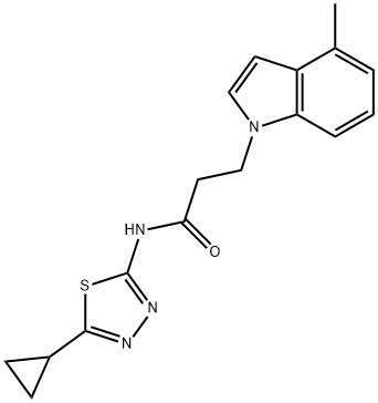 N-[(2Z)-5-cyclopropyl-1,3,4-thiadiazol-2(3H)-ylidene]-3-(4-methyl-1H-indol-1-yl)propanamide Struktur